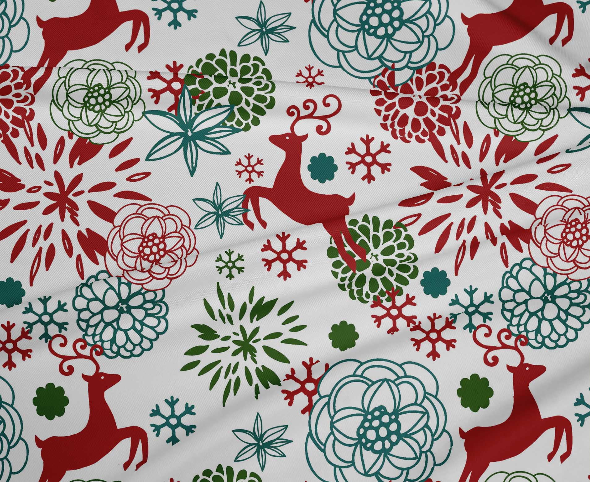 oneOone Polyester Lycra White Fabric Christmas Quilting Supplies Print Sewing Fabric By The Yard 56 Inch Wide