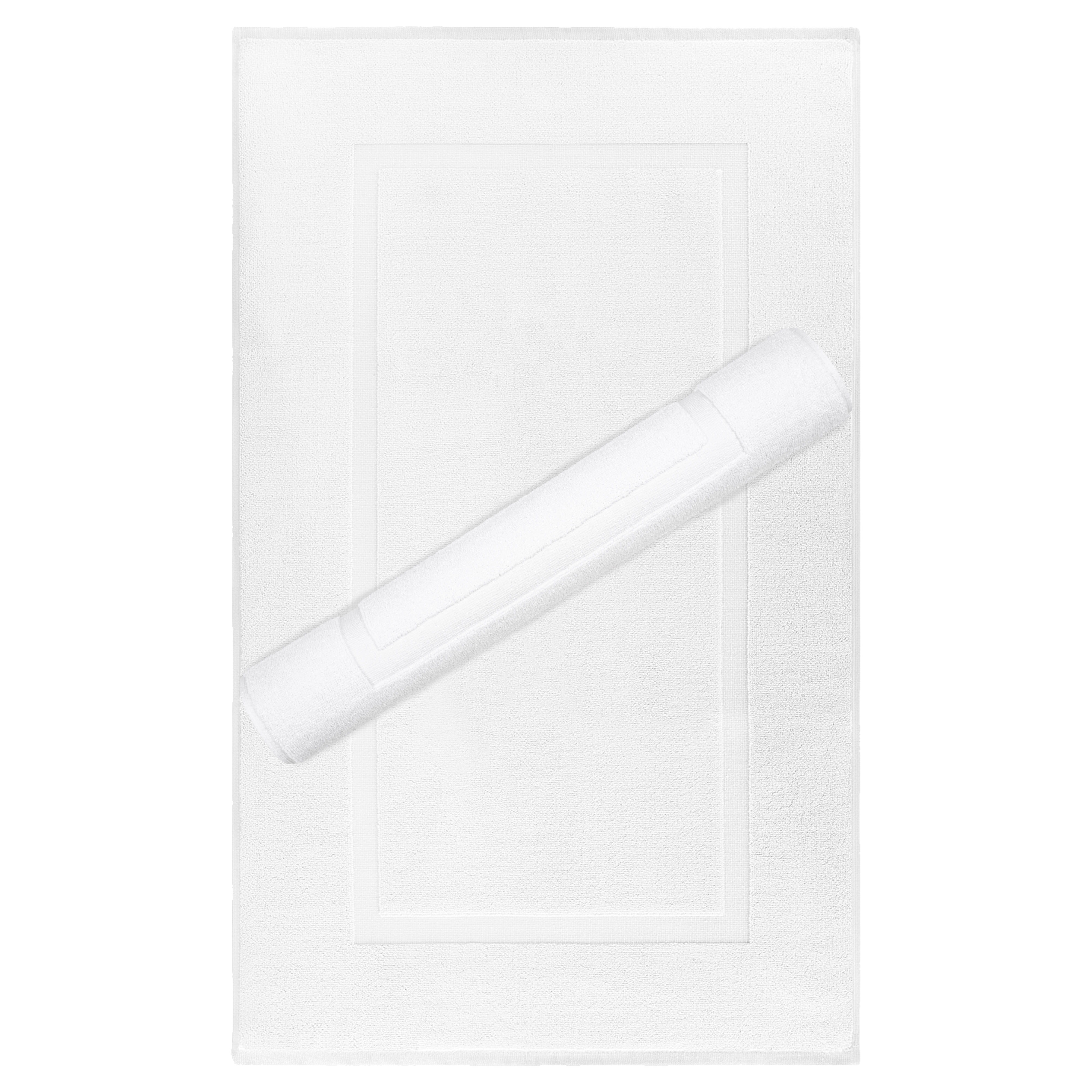 Cotton Paradise 100% Cotton Bath Mats for Bathroom Floor Set of 2 Pack, 20x34 Soft Absorbent Washable Quick Dry Tub Bathmat, White