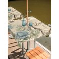 thumbnail image 3 of Square Outdoor Tablecloth with Umbrella Hole Vintage Eiffel Tower Outside Table Cloth Waterproof Patio Table Cover Rustic Love Floral Botanical Retro Zipper Tablecloths for Picnic Camping 54x54 Inch, 3 of 8
