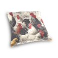 thumbnail image 3 of 18" x 18" Decorative Throw Pillow Soft Double Sided Printed Pillow Cover Decorative with Hidden Zipper Vintage Black and White Chickens, 3 of 7