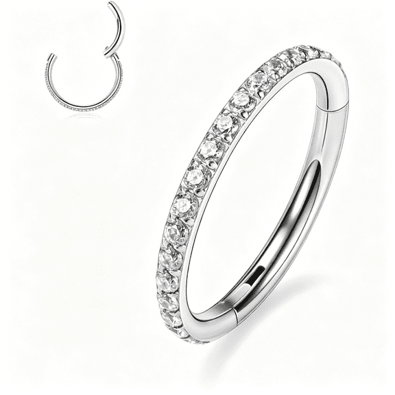 DESIGNICE Conch Piercing Jewelry 20G 18G 16G 14G 12G Septum Jewelry Conch Hoop Daith Earrings Surgical Steel Clicker Hoop Piercing Rings Lip Rings with Cz Helix Rook Cartilage Piercing Jewelry