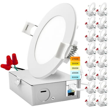 Luxrite 1 inch LED Recessed Lighting with Junction Box 7W 5 Color ...