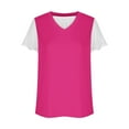 thumbnail image 6 of TKLPEHG Dressy Tops for Women Fashion Loose Going Out Tops Short Sleeve T Shirts Summer Color Block Graphic Tee Casual V Neck Tshirt Lightweight Blouse(Hot Pink,XL), 6 of 7