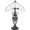 thumbnail image 5 of MoveCatcher Tiffany-Style Table Lamp 24" with Stained Glass Shade, Orange LED Lighting for Bedroom/Office, Vintage Decor, 3 Bulbs Included, 5 of 7
