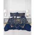 thumbnail image 3 of Navy Blue Yellow Spring Floral Twin Size Down Alternative Comforter,Lightweight Comforter Quilt Bedding Set with Pillow Shams Abstract Blossoms Botanical Bed Comforter Duvet Insert 68"x86", 3 of 7