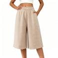 thumbnail image 6 of Noric Women's Plus Size Capri Pants Casual Wide Leg Casual Flowy Culottes Summer Lounge Beach Pants with Pockets, 6 of 7