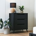 thumbnail image 2 of Main + Mesa Yume Mid Century Modern Solid Wood Dresser Chest of 3 Drawers, Black Stain Finish, 2 of 5