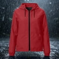 thumbnail image 6 of FRSASU Girl's Waterproof Hooded Windbreaker Jacket Zip‑Up Long‑Sleeve Drawstring Hood & Elastic Cuffs Rain Coat for 5‑16 Years Red, 6 of 9