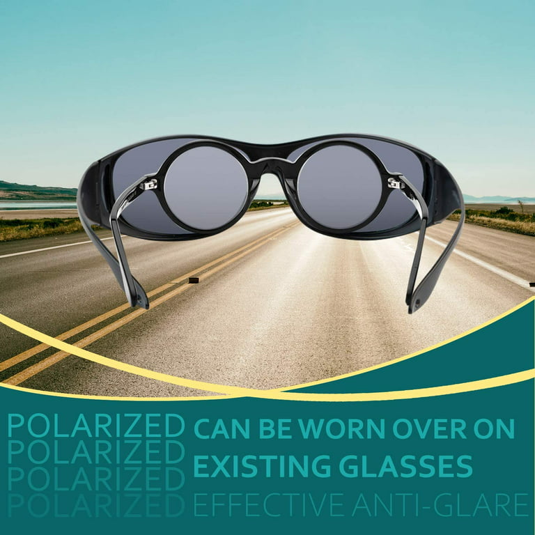 Aochakimg Fit Over Day / Night Driving Glasses Wraparound Sunglasses for Men, Women - Anti Glare Polarized Wraparounds, adult Unisex, Size: Small