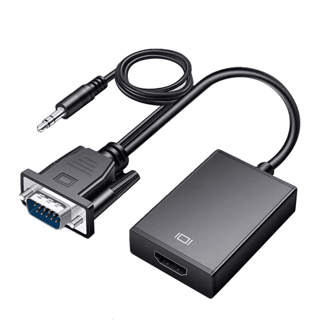 Cable Convertidor Video Vga A Hdmi + Audio Full Hd Negro