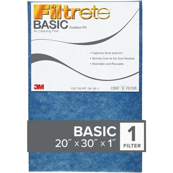 3M Filtrete Basic Air Filter - 100 MPR, Trimmable - 1 Pack, 20 x 30 x 1 In