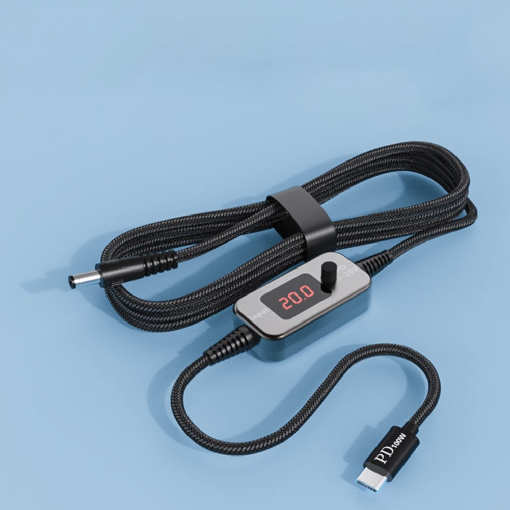 100W USB C to DC Adapter Cable with Connector Tips & LED Display