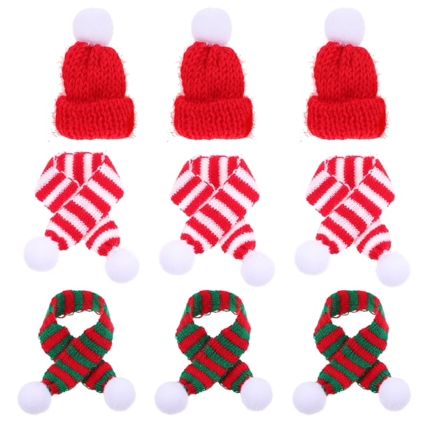 KAKOWELY 12 piezas de adorables adornos navideños de punto para decoración, mini adornos navideños para botellas.
