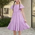 thumbnail image 2 of QTOCIO Toddler Girls Dresses, Baby Girl Summer Clothes, Children's Waist Cinched Short Sleeved Round Neck Dress Princess Dress, Purple, 11 Years, 2 of 8