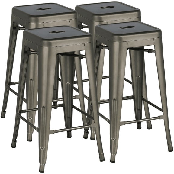 Yaheetech Set of 4 Stackable Metal Bar Stools for Dining Room, Metal