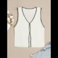 thumbnail image 4 of Chaleco de Punto de Crochet con Botones Y2K para Mujer, Sin Mangas, con Aberturas, Estilo Vintage, Informal, con Cuello en V. S, 4 of 6