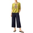 thumbnail image 2 of IUYRTFE Women's Embroidered Short Sleeve Top and Cropped Pants Set with Pockets Cotton Linen Blend Casual Two Piece Outfit, 2 of 7