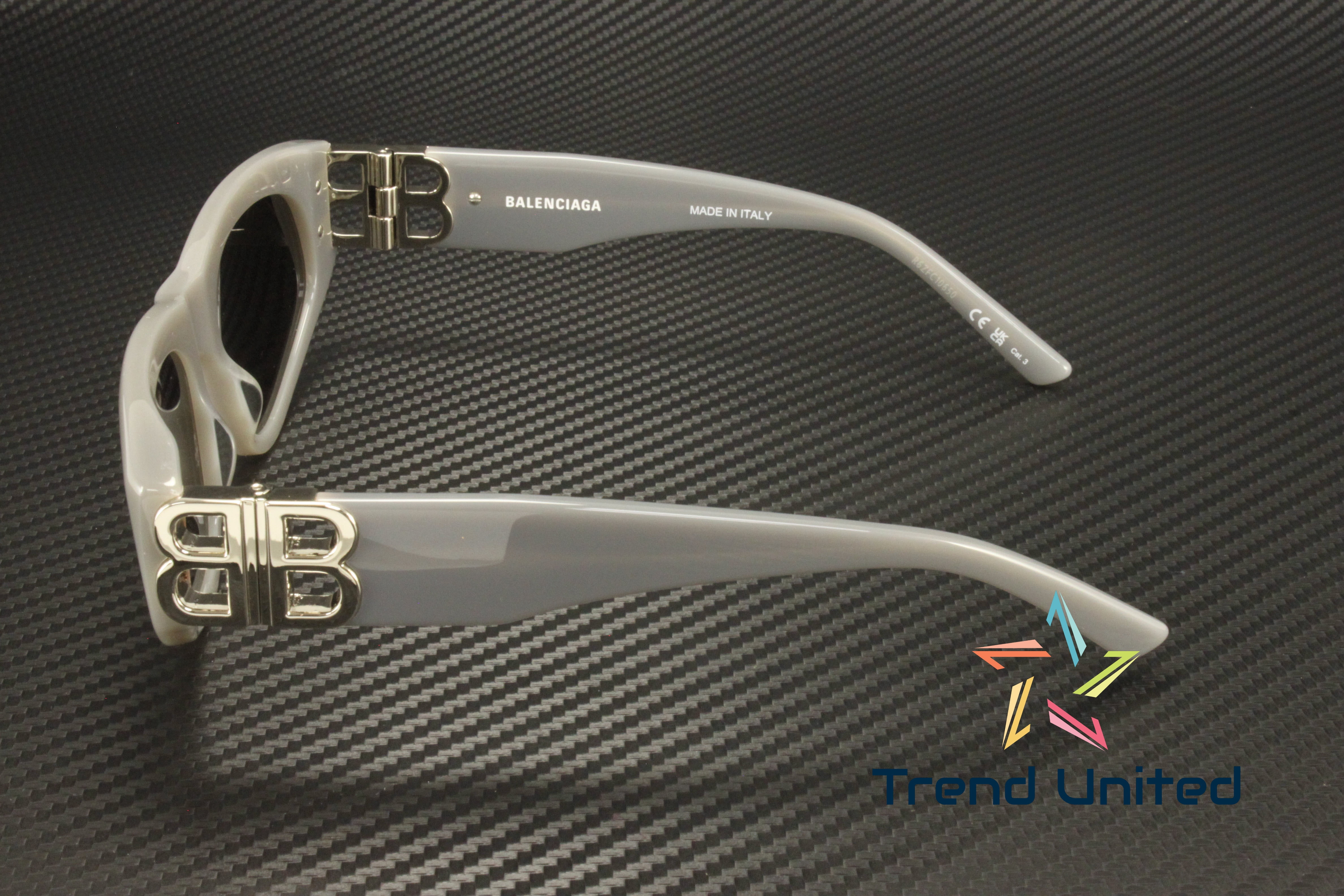 BALENCIAGA BB0095S 015 Cat Eye Recycled Grey Silver 53 mm Women's Sunglasses