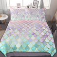 thumbnail image 1 of HAHDAXIA Mermaid Print Bedding Solid Comforter Set for All Seasons,3 Pieces(1 Comforter+2 Pillowcases),Soft Microfiber Bedding Set Twin(86"x70"), 1 of 7