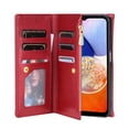 thumbnail image 2 of SaniMore for Samsung Galaxy A05 Wallet Case, PU Leather Wrist Shoulder Strap Flip Stand Card Slots RFID Blocking Zipper Purse Shockproof Anti-fall TPU Inner Shell Flip Folio Protective Cover, Red, 2 of 10