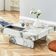 thumbnail image 6 of Compact Marble Coffee Table, Sudica 31" Square Center Table with Stainless Steel Storage for Living Room,White, 6 of 8