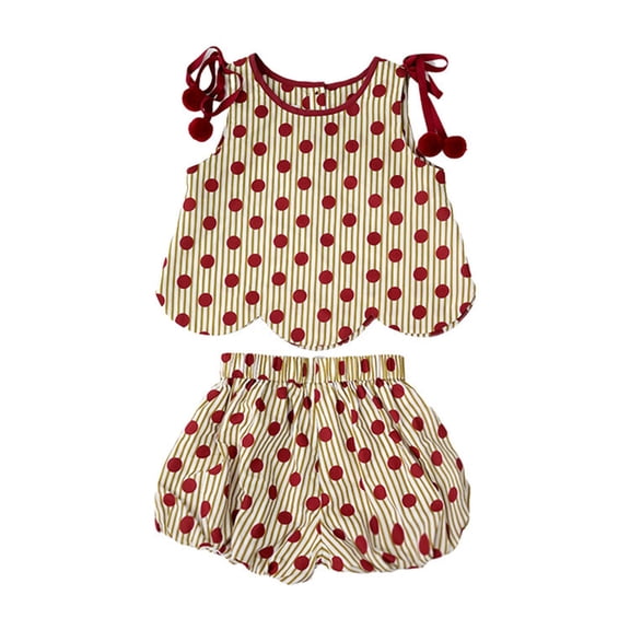 BemeyourBBs Kids Toddler Baby Girls Summer Clothes Cute Infant Baby Girls 2 Piece Outfits Sleeveless Dot Print Tank Tops Lantern Shorts Sets