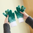 thumbnail image 5 of Nkmbld Winter Thermal Gloves for Men Women, Snowflake Christmas Tree Warm Gloves Winter Padded Thickened Knitted Plush Mittens for Cold Weather, Green, 5 of 8