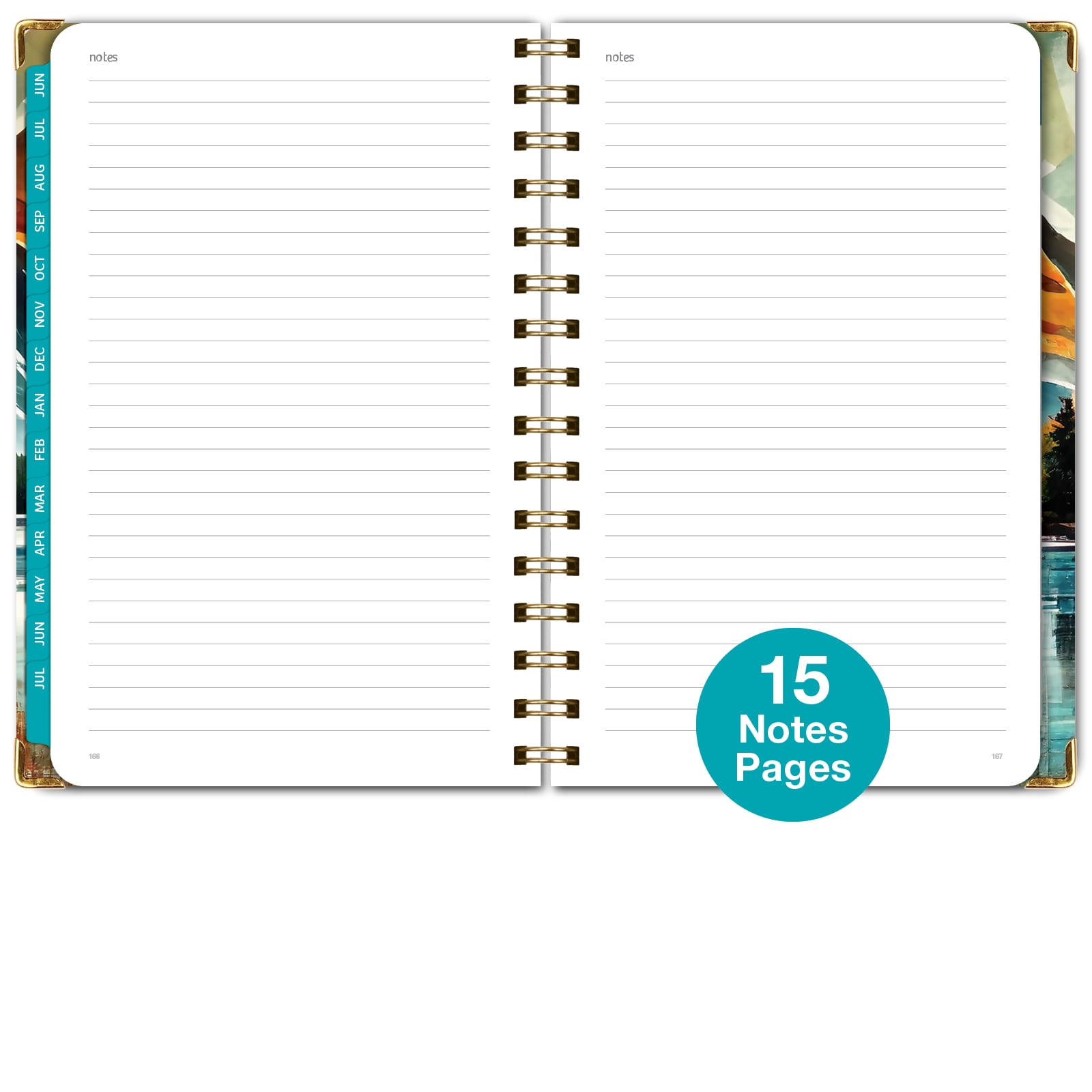 Academic Planner 2025-2026, Daily Weekly Monthly Yearly Planner, June 2025 - July 2026, 14 months, 5.5"x8", Bookmark, Pocket Folder and Sticky Note Set (Lake View)