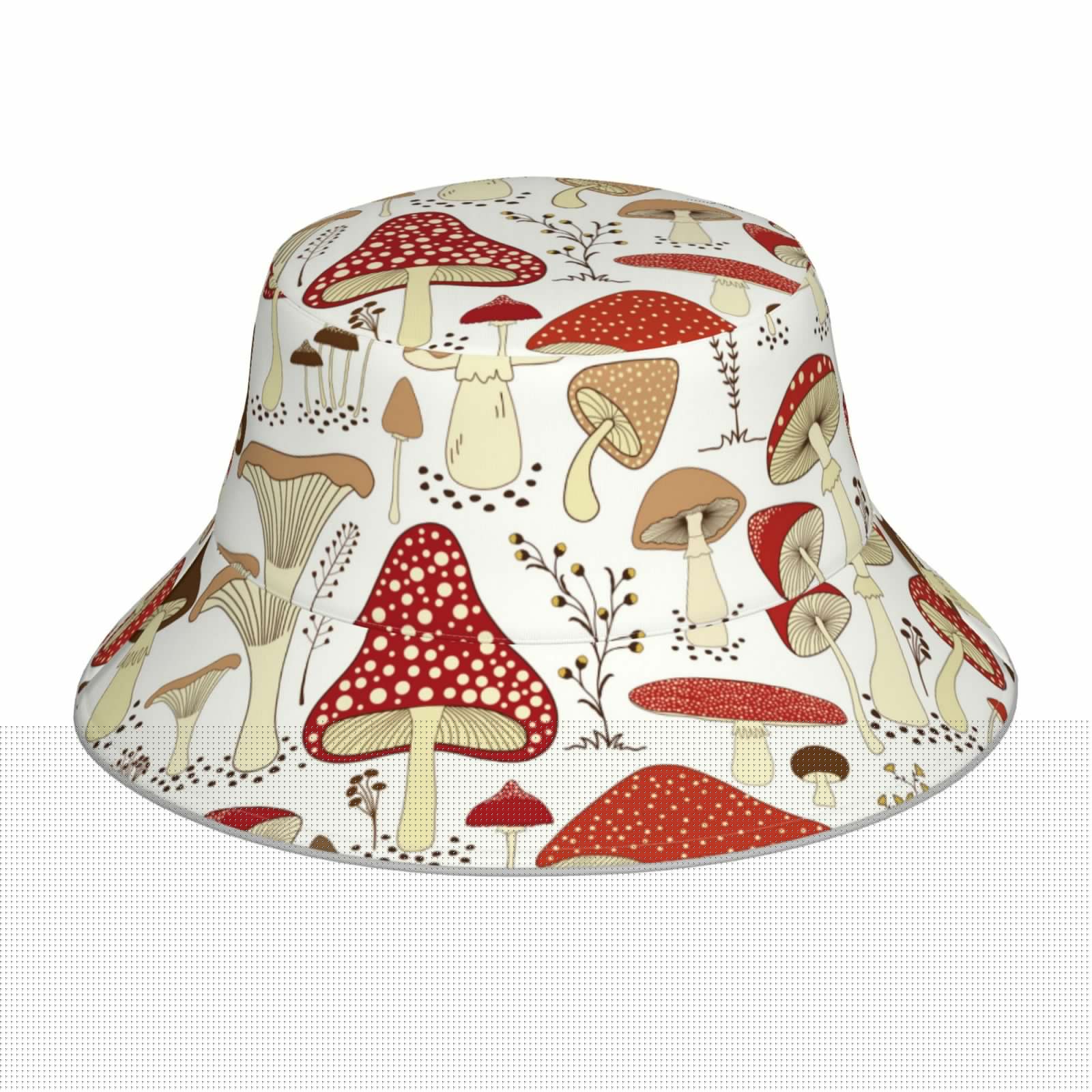 Cartoon Mushrooms, variant on Cartoon Frog Reflective Double-Sided Bucket Hat, Sun Hat, Soft and Breathable for Gardening, Beaching, Camping, Hiking, Fishing