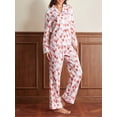 thumbnail image 4 of Biezeib Women's 2 Piece Pajama Set Long Sleeve Lapel Button Up Shirt Tops Heart Print Pants Sleepwear Sets, 4 of 6