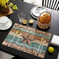 thumbnail image 3 of Western Texas Star Retro Placemats Set of 12, Country Farmhouse Teal Brown Wood Grain Placemats for Dining Table, Place Mats for Kitchen Tabletop, Waterproof Wipeable Dining Table Mats Set, 3 of 9
