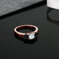 thumbnail image 3 of Gem Stone King 0.94 Ct Round Sky Blue Aquamarine Black Onyx 18K Rose Gold Plated Silver Ring (Size 7), 3 of 5