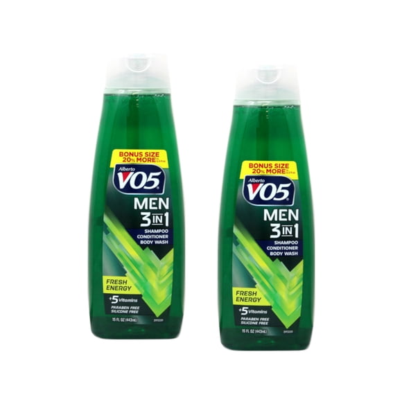 VO5 Alberto Men's 3-in-1 Shampoo Conditioner Body Wash, Fresh Energy 12.50 oz (Pack of 2)