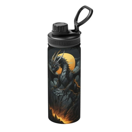 

Ocsxa Full Moon Black Dragon Print 18oz Stainless Steel Water Bottle Unisex Water Bottle Insulated Sports Water Cup Flask for Cold Water Drinks/Sports/Travel/Car/School