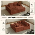 thumbnail image 3 of Daluvenix 111” Modular Sectional Sofa, Cloud Sectional Couch with L-Shape Chaise, Upholstered Comfy Deep Seat Couch for Living Room Bedroom, No Assembly Required, Brown(corduroy Fabric), 3 of 9