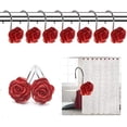thumbnail image 5 of QIANJIA 12 PCS Home Fashion Decorative Anti Rust Shower Curtain Hooks Rose Design Shower Curtain Rings Hooks (RED), 5 of 6