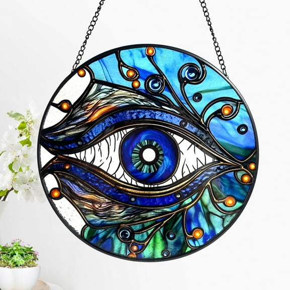 New Evil Eye Stained Glass Suncatcher, Amulet, Talisman, Good Luck Charm, Gifts, Window Hanging, Indoor Decor, Sun Catcher