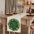 thumbnail image 2 of Table Runners 72 Inches Long Dress Scarves, St Patricks Day Farmhouse Kitchen Table Runner, Coffee Tablerunners, Spring Gold Coin Green Shamrock on Linen 18x72 Inch, 2 of 9