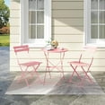 thumbnail image 1 of Ensemble Bistro d'Extérieur 3 Pcs, Table Ronde et 2 Chaises Pliantes, Mobilier de Patio Compact pour Balcon/jardin (Rose), 1 of 7