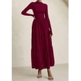 thumbnail image 4 of PRETTYGARDEN Long Sleeve Dress for Women Fall Eyelet Mock Neck A Line Elegant Classy Maxi Wedding Guest Dresses Pockets, 4 of 8