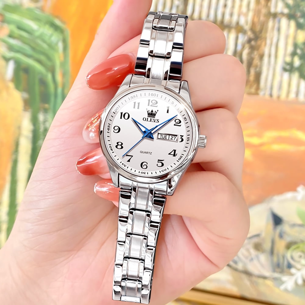 OLEVS Watches for Women Business Dress Two Tone Gold Plated Stainless Steel Analog Quartz Digital Date Waterproof Luminous Ladies Wrist Watches Relojes para Mujer