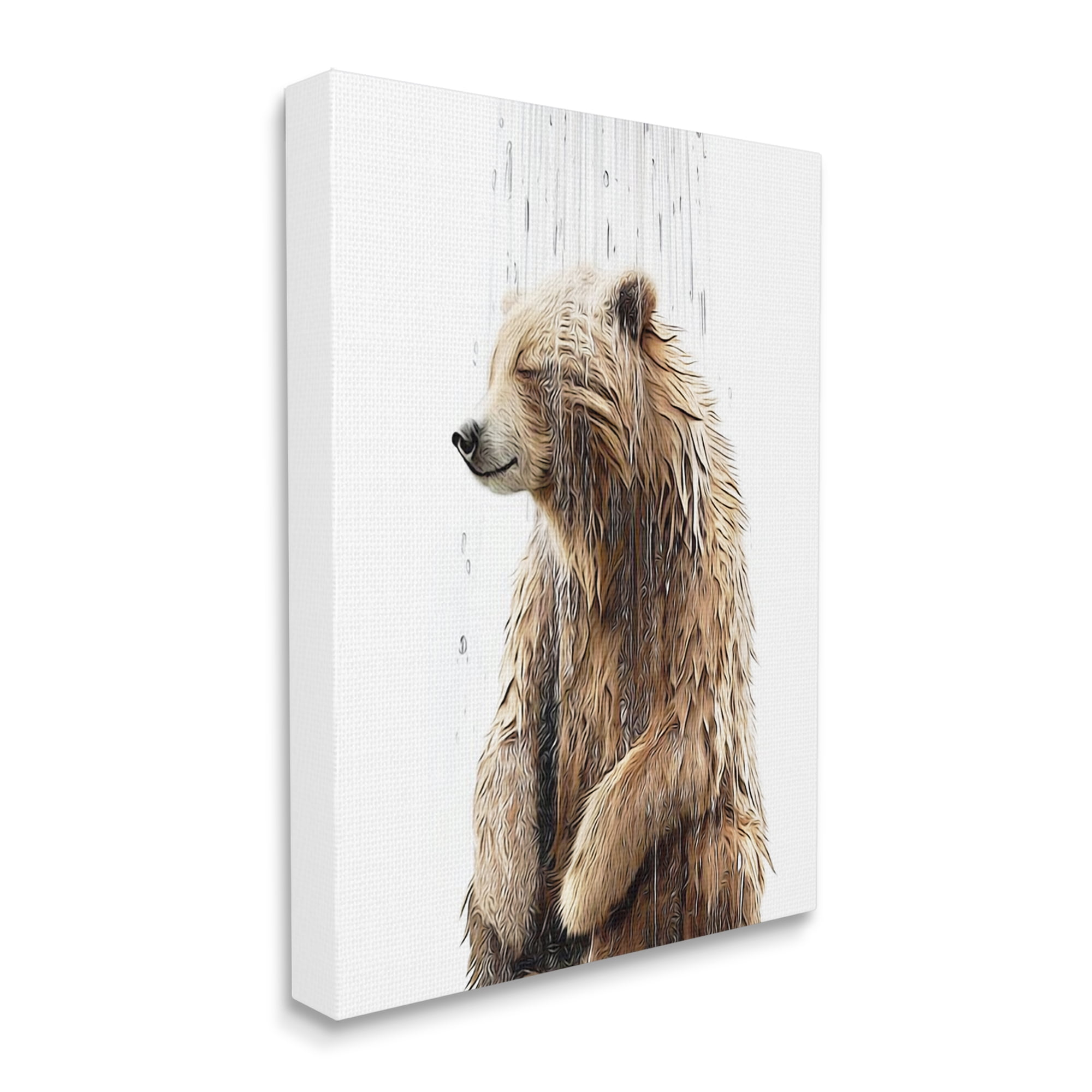 Stupell Industries Bear Shower Splash Animals & Insects Painting Gallery Wrapped Canvas Art Print Wall Art, 16 x 20
