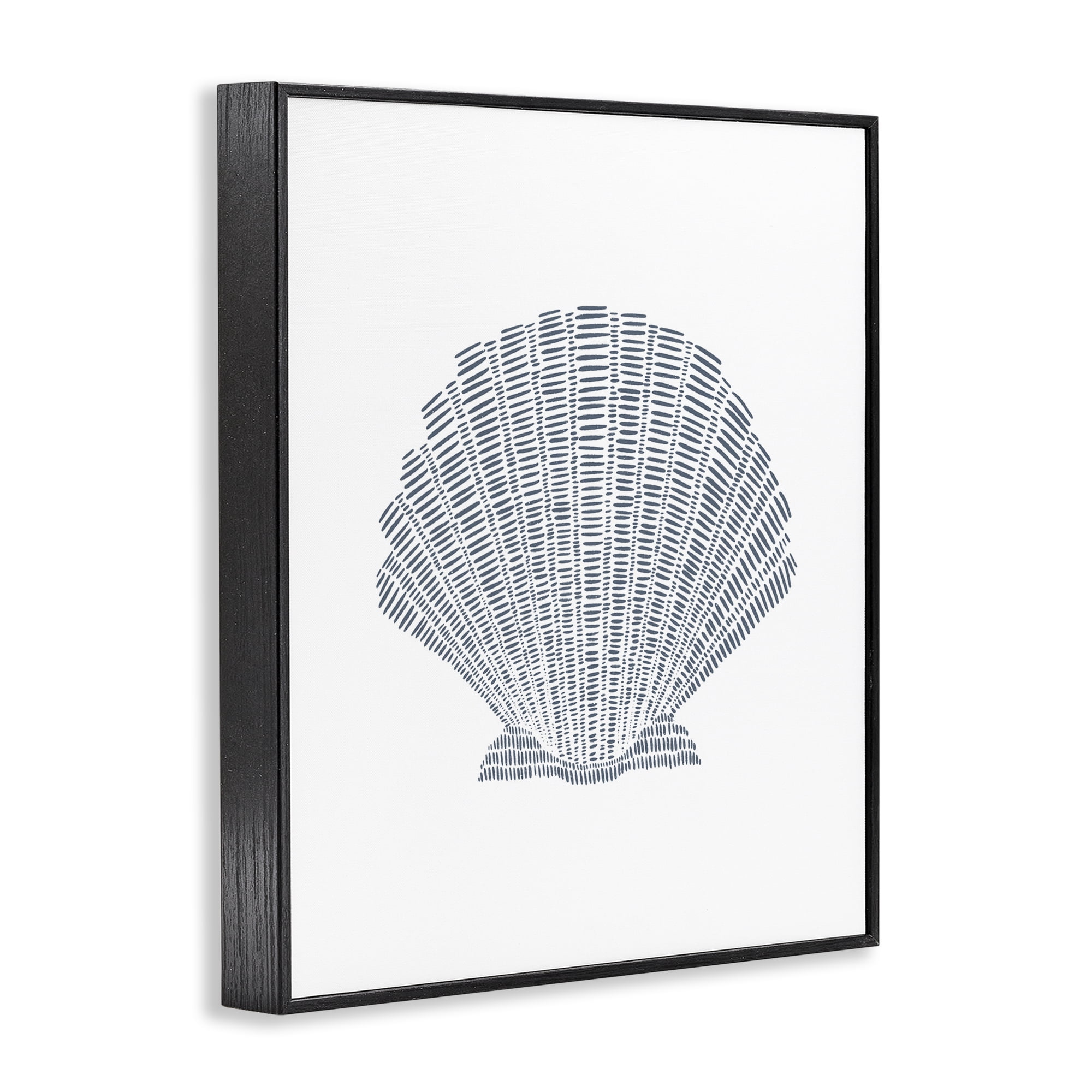 Stupell Industries Minimal Sea Shell Coastal Painting Black Framed Art Print Wall Art, 16 x 20