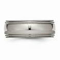 thumbnail image 3 of Solid Titanium Grooved and Beaded Edge 8mm Men's Plain Classic Wedding Band Ring Size 13, 3 of 7