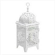 gifts & decor white scrollwork candleholder lantern