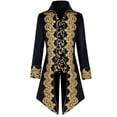 thumbnail image 2 of Jinhomg Men's Plus Size Medieval Tailcoat Embroidery Vintage Gothic Steampunk Tuxedo Halloween Lapel Collar Buttons Long Coats, 2 of 6