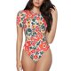 thumbnail image 1 of Balery Small Coral Red Flowers Body de cuello redondo de manga corta para mujer Tops de manga corta Tops básicos-XX-Large, 1 of 7