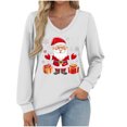 thumbnail image 2 of Womens Tops Christmas V-neck Long Sleeved Casual Loose T-shirt Top,Blouse for Women White M, 2 of 6