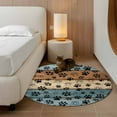 thumbnail image 3 of Round Area Rug 4 Ft, Blue Brown Washable Non-Slip Circle Carpet for Living Room/Bedroom, Rustic Farmhouse Dog Paw Vintage Low-Profile Crawling Mats Collection Rugs for Indoor, 3 of 7