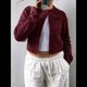 thumbnail image 5 of Cárdigan de Cuello Redondo con Botones para Mujer, Suéter de Punto de Larga, Ropa de Abrigo Vino Tinto XL, 5 of 7
